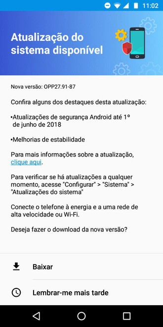 Atualização de segurança moto g6 play