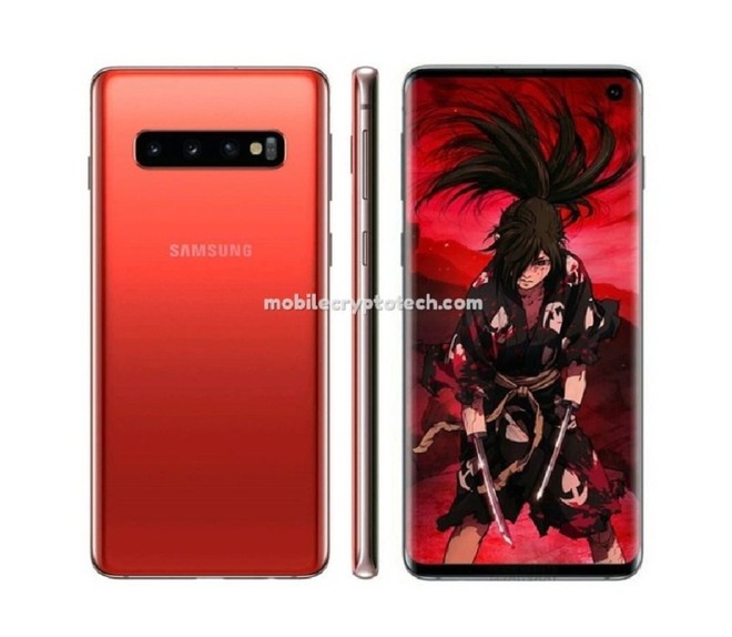 Samsung Galaxy S10 Cor Vermelha Vaza Indicando Exclusividade Para